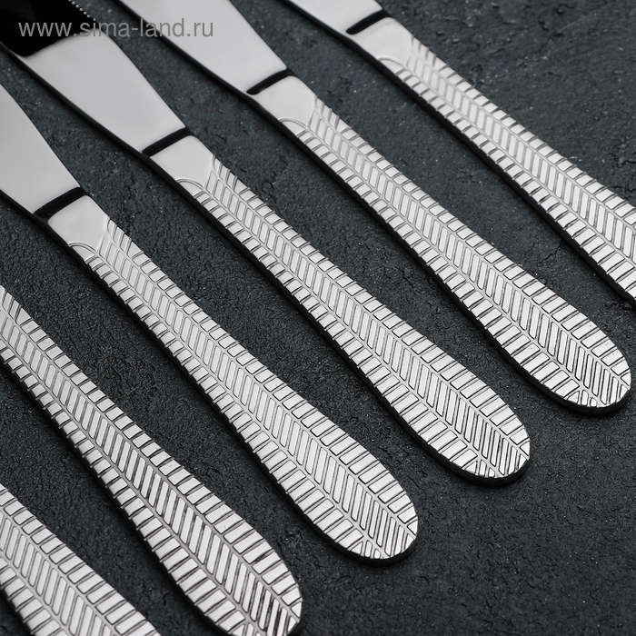 Ножи столовые Доляна «Фараон», длина 20 см, 6 шт, цвет серебряный Ножи столовые Доляна «Фараон», длина 20 см, 6 шт, цвет серебряный