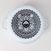 Кастрюля эмалированная &laquo;Черешня&raquo;, 5.5 л, индукция, цвет белый