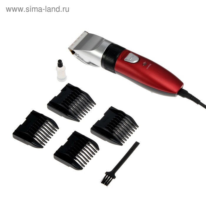 Машинка для стрижки Luazon LTRI-22, 2.5 Вт, 3/6/9/12 мм, керамич. нож, АКБ, красная Машинка для стрижки Luazon LTRI-22, 2.5 Вт, 3/6/9/12 мм, керамич. нож, АКБ, красная