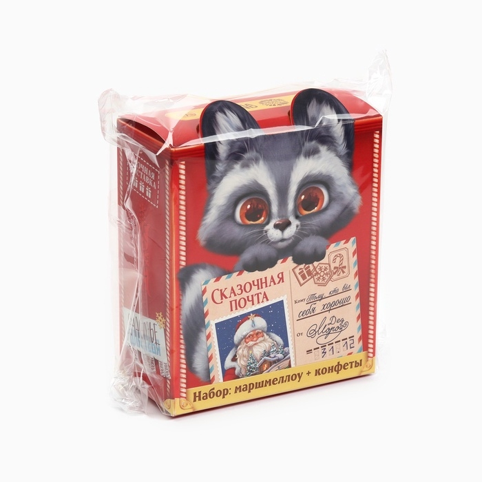 Сладкий детский новогодний подарок &laquo;Енотик&raquo;, конфеты и маршмеллоу, 250 г.