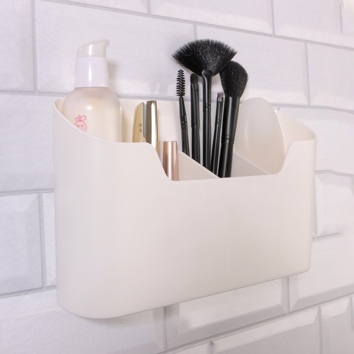 Органайзер для хранения &laquo;Нежность&raquo;, навесной, 4 секции, с клеевой основой, 26,8 &times; 16,2 см, цвет белый