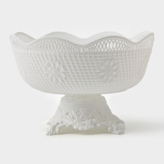 Ваза для хлеба и фруктов на ножке, 26×17 см, цвет белый Ваза для хлеба и фруктов на ножке, 26×17 см, цвет белый