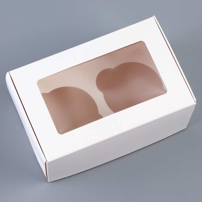 Коробка для 2 капкейка с прозрачной крышкой 16 х 10 х 8 см Коробка для 2 капкейка с прозрачной крышкой 16 х 10 х 8 см