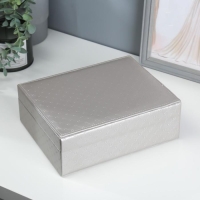 Шкатулка кожзам для украшений "Стёганная" серебро 8,5х23,5х19 см Шкатулка кожзам для украшений "Стёганная" серебро 8,5х23,5х19 см