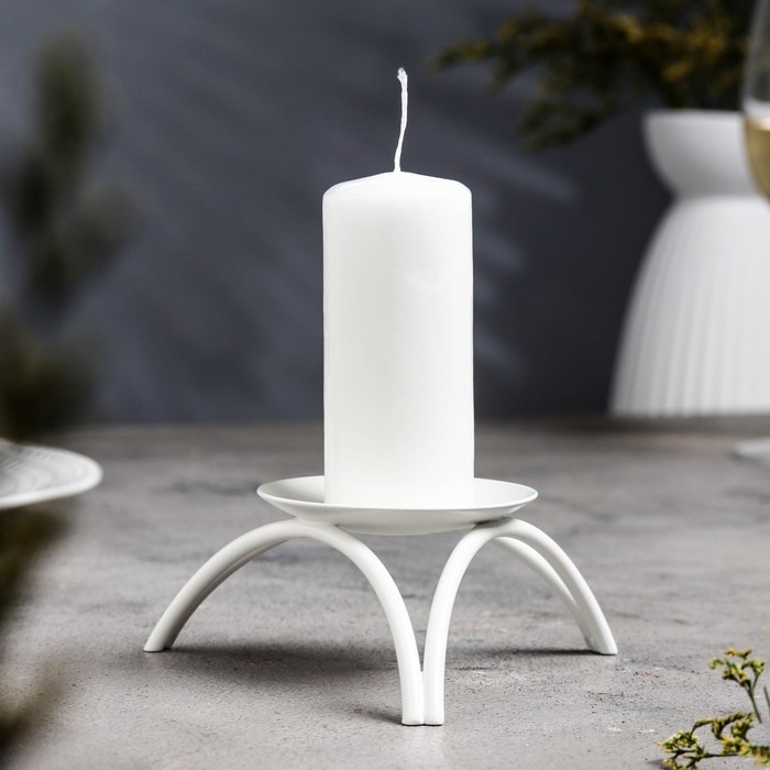 Подсвечник металл на 1 свечу Подсвечник металл на 1 свечу "Олимп", 4х11 см, белый