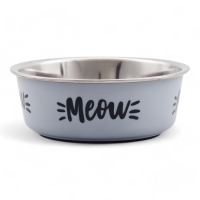 Миска с силиконовым основанием "Мяу", серая, 300 мл Миска с силиконовым основанием "Мяу", серая, 300 мл
