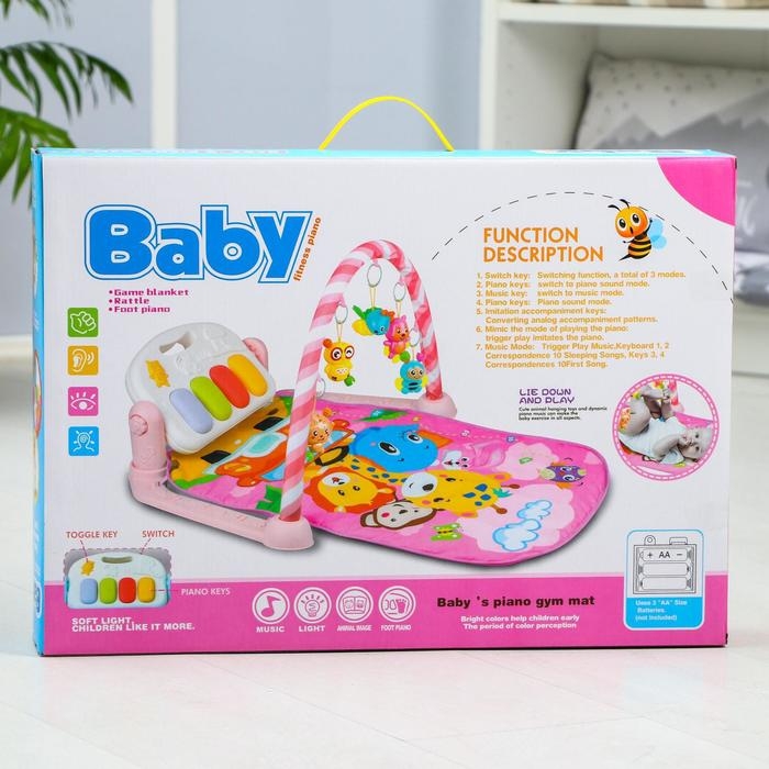 Развивающий коврик &laquo;Жирафик&raquo;, с пианино, розовый