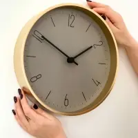 Часы настенные Jewel, серый и матовое золото Часы настенные Jewel, серый и матовое золото