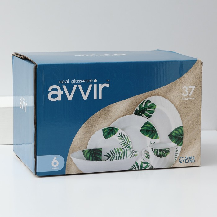 Сервиз столовый &laquo;Лист папоротника&raquo;, 37 предметов, стеклокерамика