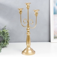 Подсвечник металл на 3 свечи "Канделябр. Завитки" золотой 43х24х11,5 см Подсвечник металл на 3 свечи "Канделябр. Завитки" золотой 43х24х11,5 см