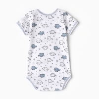 Боди детское с коротким рукавом, цвет белый/слоны, рост 80