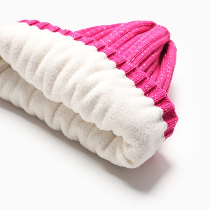 Шапка для девочки, цвет малиновый, размер 48-52 Шапка для девочки, цвет малиновый, размер 48-52