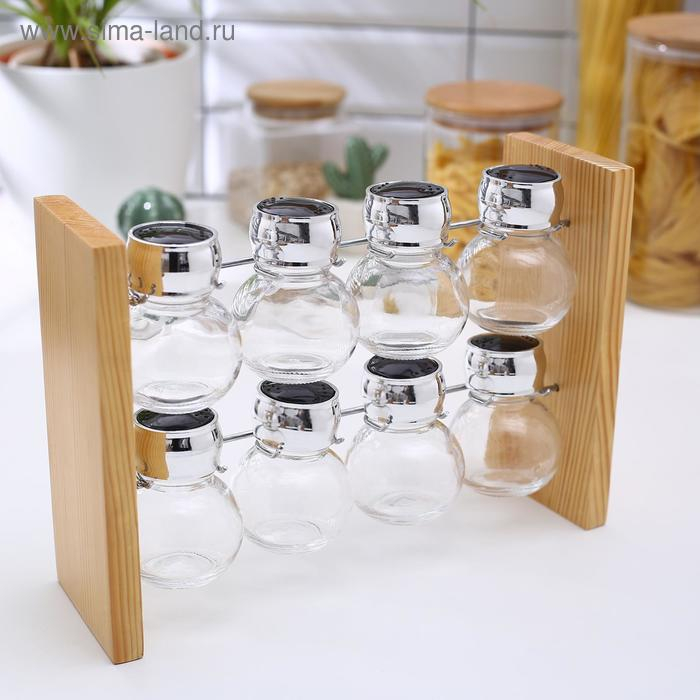 Набор для специй из стекла на подставке &laquo;Эко&raquo;, 8 предметов: 100 мл