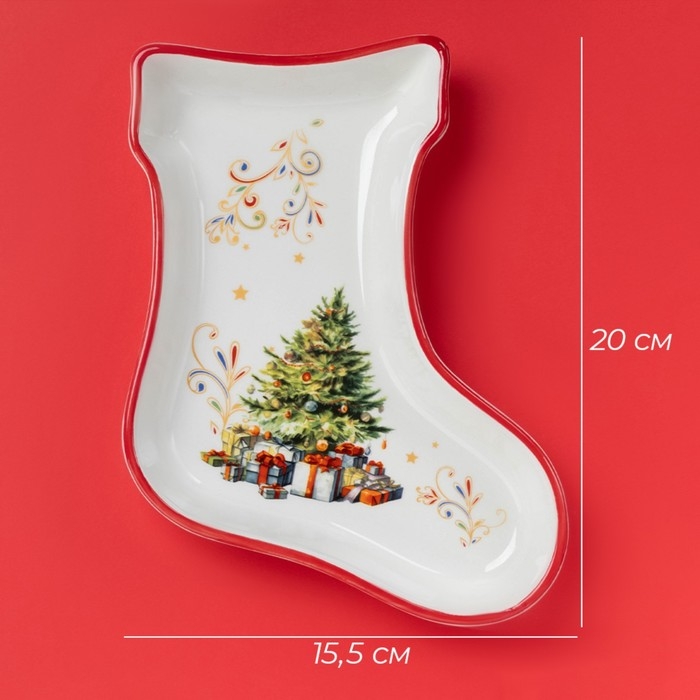 Тарелка керамическая Доляна &laquo;Волшебное дерево&raquo;, керамика, 20&times;15,5&times;3 см, цвет белый