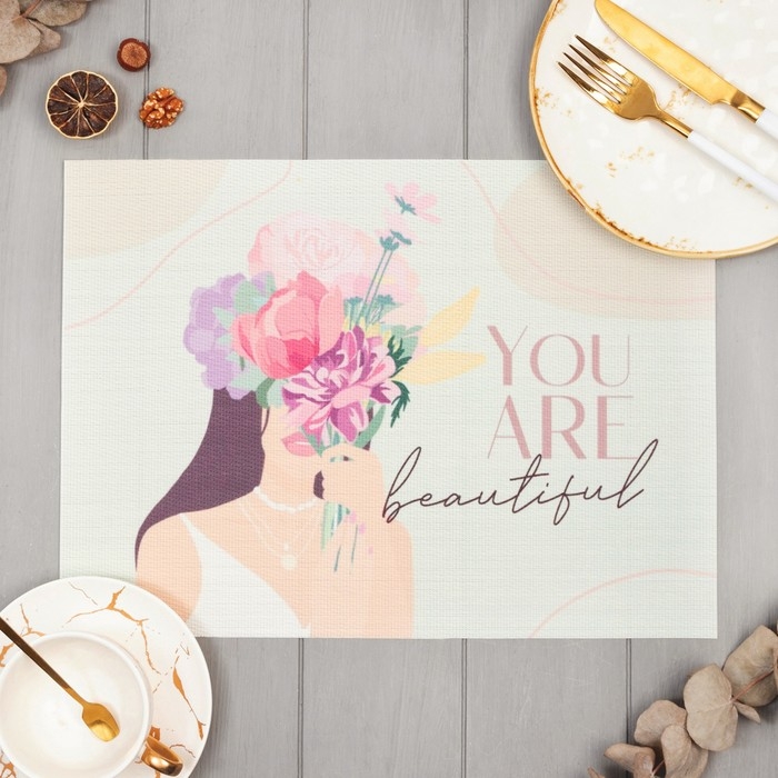 Салфетка на стол Доляна Салфетка на стол Доляна "You are beautiful" ПВХ 40*29см
