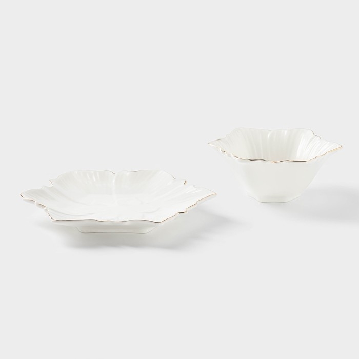 Набор салатников керамических &laquo;Богема. Фиалка&raquo;, 13&times;5,5 см, 18&times;2 см, 2 предмета