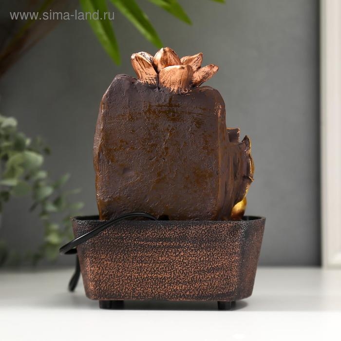 Фонтан настольный от сети "Ганеша у водопада с лотосами" 20х16х13 см