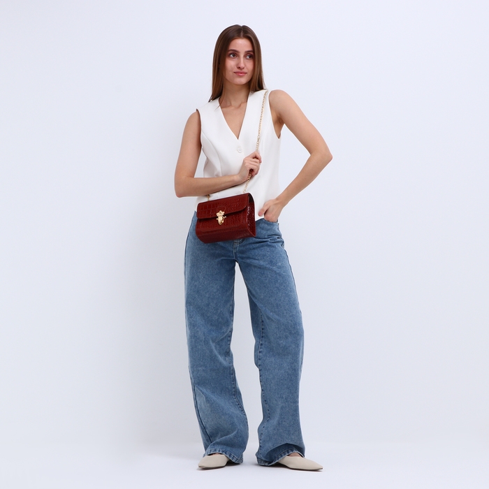 Сумка-мессенджер на клапане, цвет рыжий