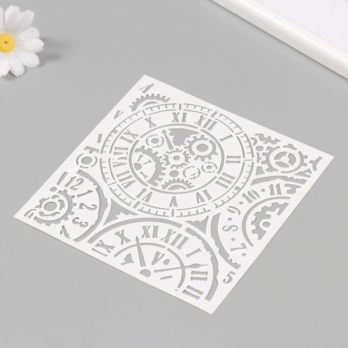 Трафарет пластиковый Трафарет пластиковый "Часы" 15х15 см