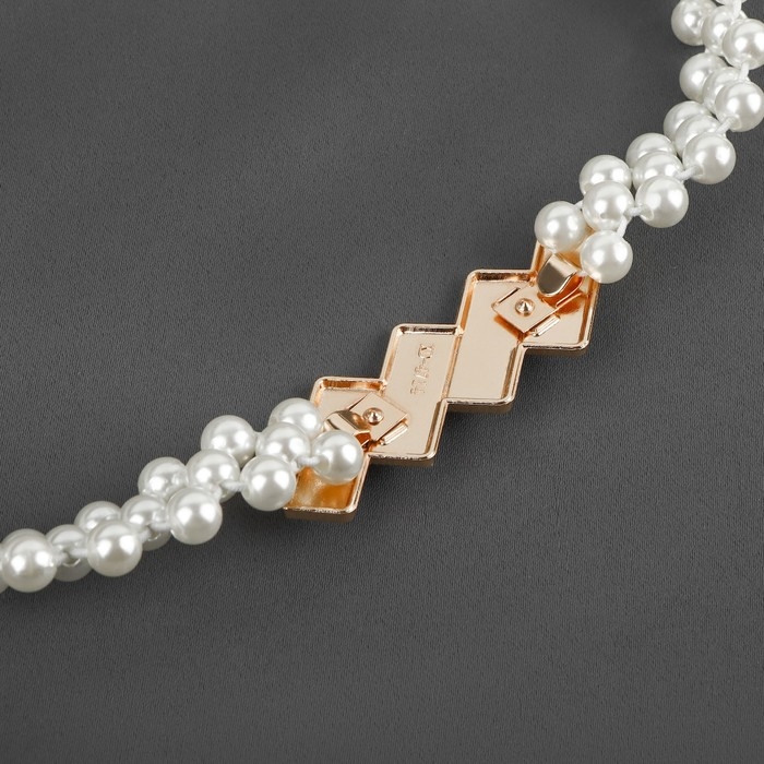 Подхват для штор &laquo;Кирпичики&raquo;, жемчуг на резинке, 2,2 &times; 7,5 см, 2 &times; 45 см, цвет белый/золотой