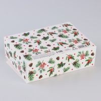 Коробка новогодняя складная &laquo;Снегири&raquo; 16.5 х 12.5 х 5 см, Новый год