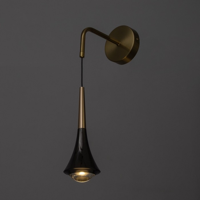 Бра "Зенит" LED 3000К черный  золото  20х20х80ми