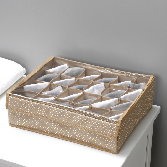 Органайзер для хранения белья Доляна Points, 24 ячейки, 38×30×12 см, цвет бежевый Органайзер для хранения белья Доляна Points, 24 ячейки, 38×30×12 см, цвет бежевый