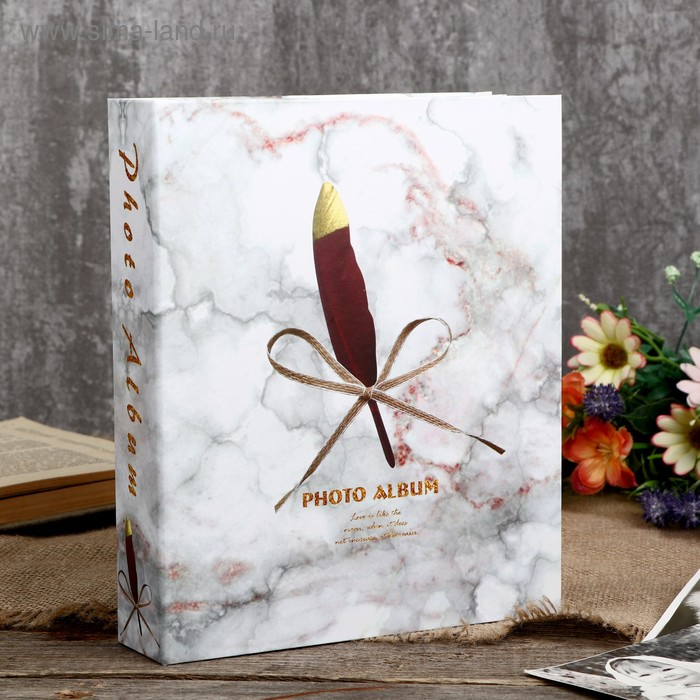 Фотоальбом на 80 фото 10х15 см Фотоальбом на 80 фото 10х15 см "Мрамор и перо" в коробке МИКС 23х19,5х5 см