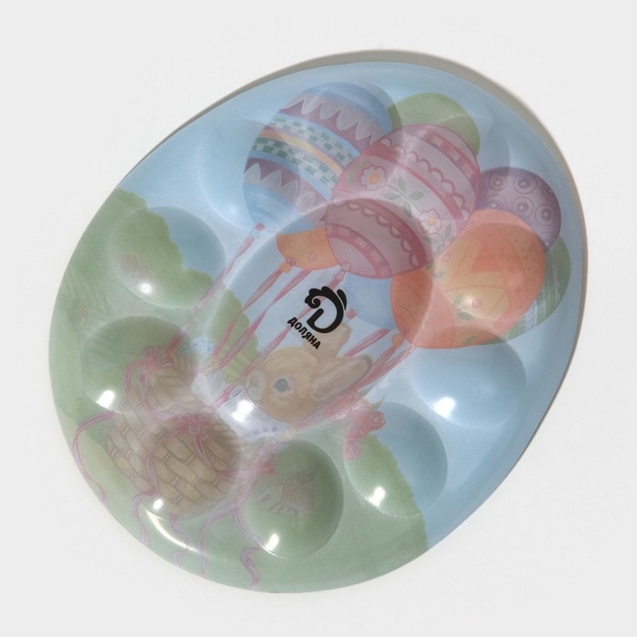 Подставка стеклянная для яиц 10 ячеек Доляна «Пасхальный кролик», 24×20,5 см Подставка стеклянная для яиц 10 ячеек Доляна «Пасхальный кролик», 24×20,5 см