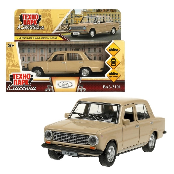 Машинка металлическая «ВАЗ-2101», ретро - модель «Копейка», открываются двери, багажник, инерция, 12 см, бежевый Машинка металлическая «ВАЗ-2101», ретро - модель «Копейка», открываются двери, багажник, инерция, 12 см, бежевый