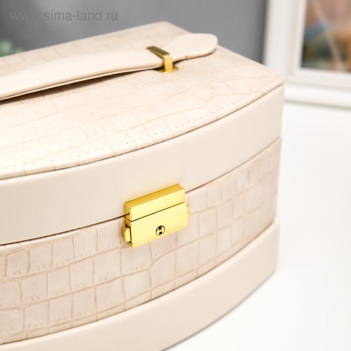 Шкатулка кожзам для украшений Шкатулка кожзам для украшений "Сливки. Глянец и питон" 13х21,5х15 см