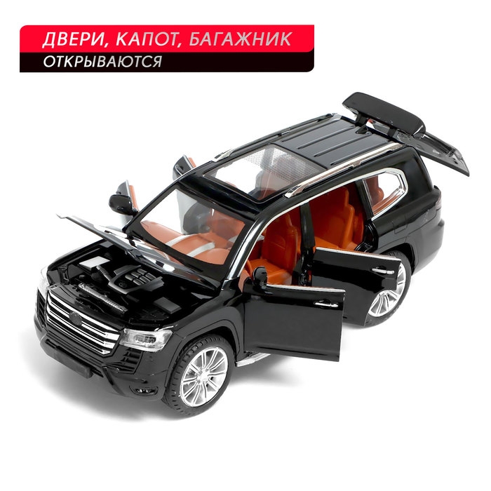 Джип металлический «Люкс», 1:24, открываются двери, капот, багажник, инерция, цвет черный Джип металлический «Люкс», 1:24, открываются двери, капот, багажник, инерция, цвет черный
