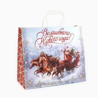 Пакет подарочный новогодний крафтовый &laquo;Волшебного нового года&raquo;, 28 х 15 х 32 см , Новый год