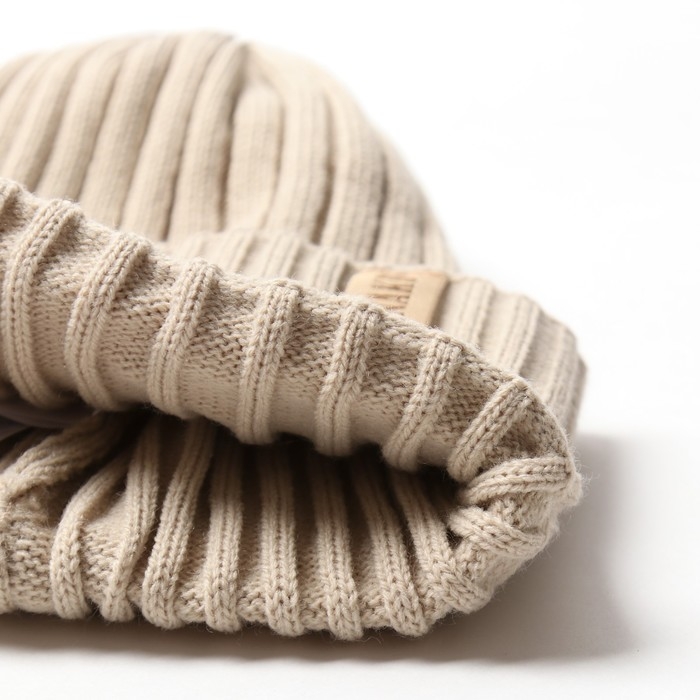 Шапка женская MINAKU Шапка женская MINAKU "Бини" цвет бежевый, размер 54-56