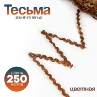 Тесьма &laquo;Волна&raquo;, цветная, 250 м