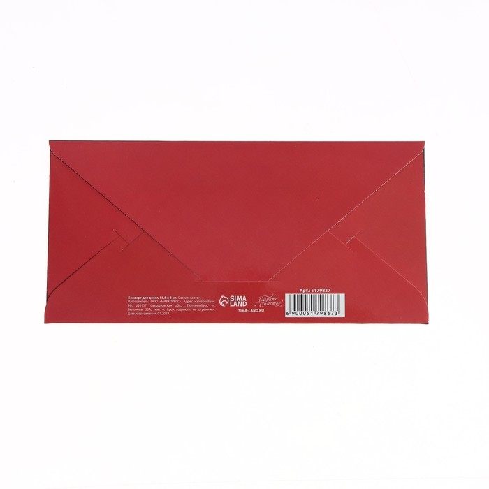 Конверт для денег, набор 6 штук, Конверт для денег, набор 6 штук, "Счастья в Новом Году!"