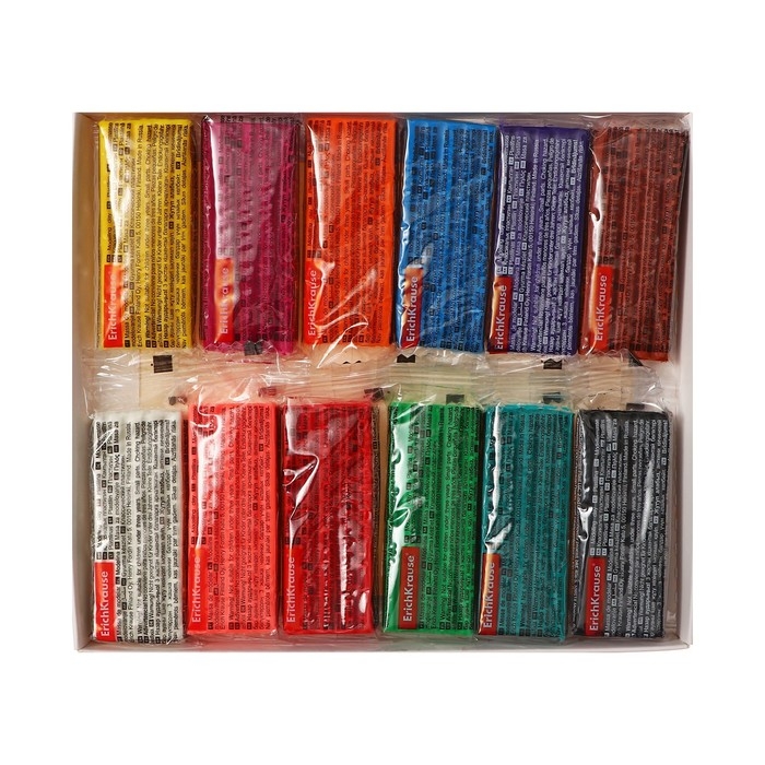 Пластилин 12 цветов, 216 г, ErichKrause Пластилин 12 цветов, 216 г, ErichKrause "Jolly Friends", со стеком, в картонной упаковке