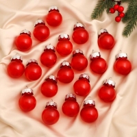 Набор шаров пластик d-4 см, 20 шт "Фелиция" красный