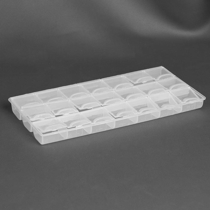 Органайзер для рукоделия, 21 отделение, 21,5 × 10,5 × 1,9 см, цвет прозрачный Органайзер для рукоделия, 21 отделение, 21,5 × 10,5 × 1,9 см, цвет прозрачный