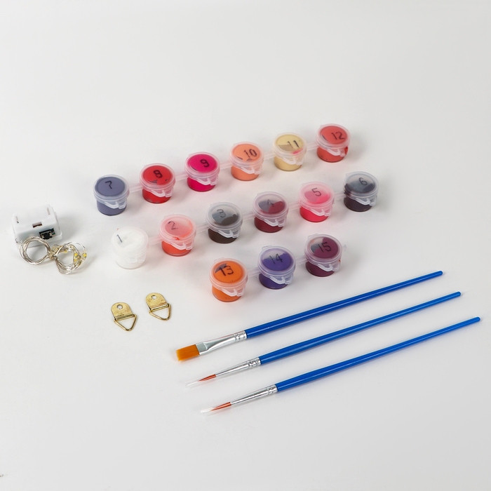 Картина по номерам с подрамником и гирляндой &laquo;Самолёт&raquo;, 20 х 30 см