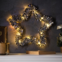 Светодиодная фигура из мишуры &laquo;Звезда красная&raquo; 30 &times; 5 см, 20 LED, батарейки AG10х3 (в комплекте), свечение тёплое белое