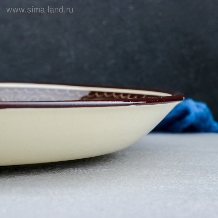 Ляган круглый, 36 см, риштанские узоры, коричневый Ляган круглый, 36 см, риштанские узоры, коричневый