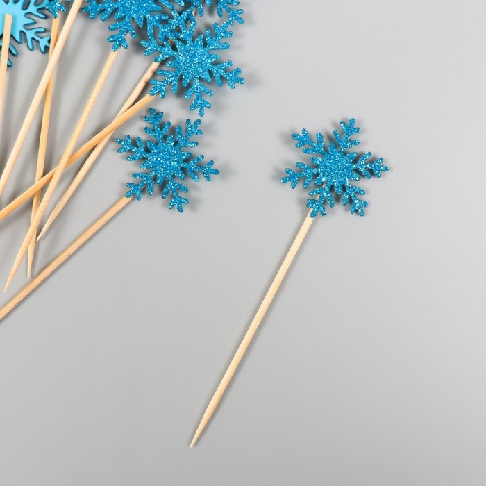 Топпер для творчества "Голубая снежинка", 11 см (набор 10 шт)