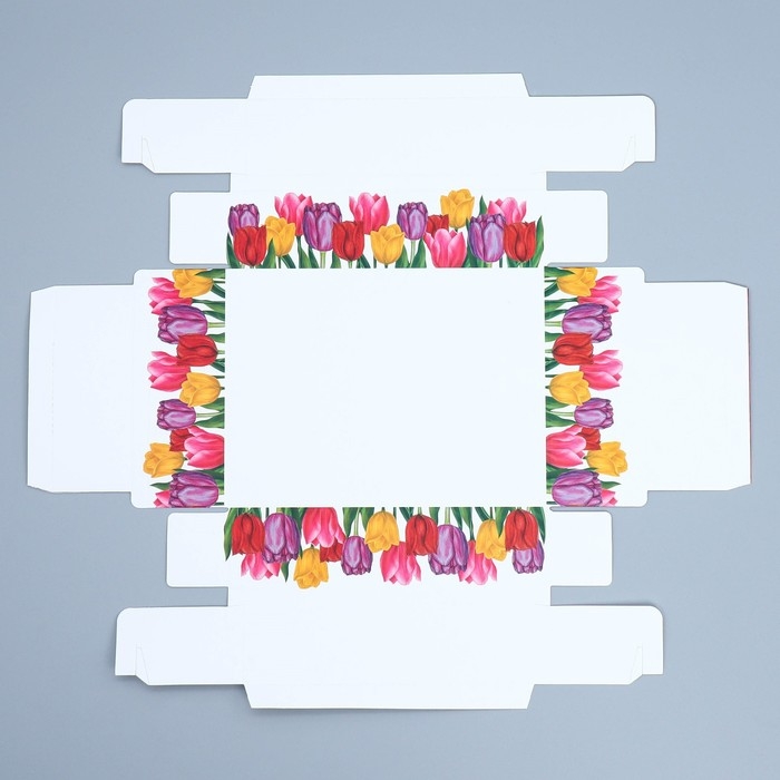 Коробка кондитерская, упаковка &laquo;Тюльпаны&raquo;, 8 марта, 20 х 15 х 5 см