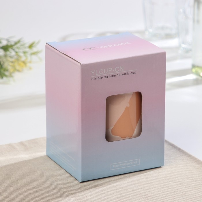 Кружка керамическая с крышкой и ложкой &laquo;Анабель&raquo;, 350 мл, рисунок МИКС