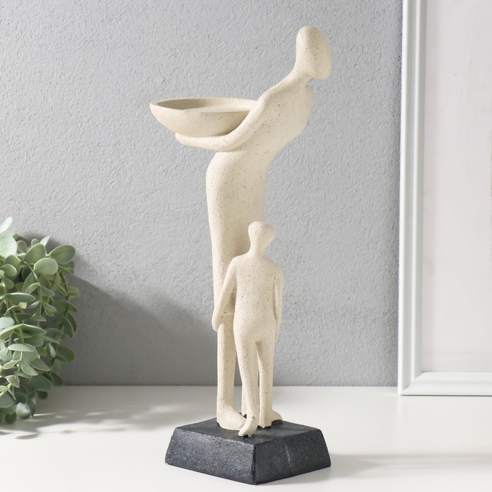 Подсвечник полистоун "Материнство" белый 15х11х34,5 см