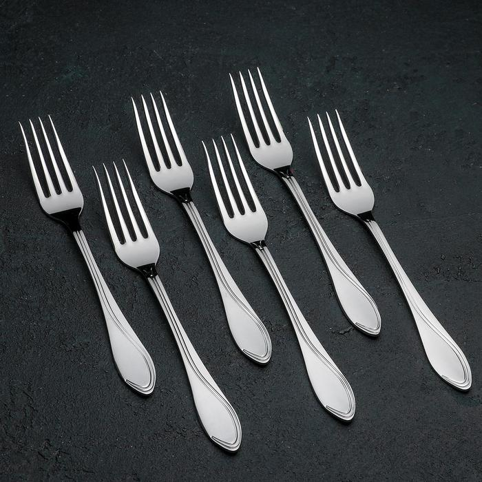 Набор столовых приборов &laquo;Волна&raquo;, 18 предметов, картонная коробка, цвет серебряный