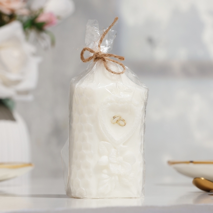 Свеча-цилиндр свадебная Свеча-цилиндр свадебная "Камея", белая, 6×11 см