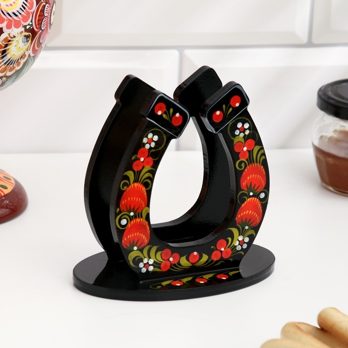 Салфетница &laquo;Подкова&raquo;, 7 х 12 см, хохлома