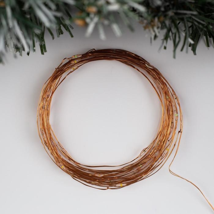 Гирлянда &laquo;Нить&raquo; 5 м роса, IP20, медная нить, 50 LED, свечение мульти, USB